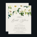 Des roses blanches sur une invitation budgétaire d<br><div class="desc">Des roses blanches sur une invitation budgétaire de douche nuptiale</div>