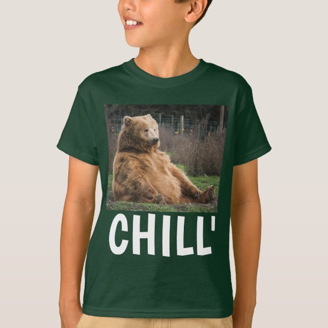 DES T-SHIRTS GRIZZLY BEAR KIDS FUNNY 'CHILL' (Devant)