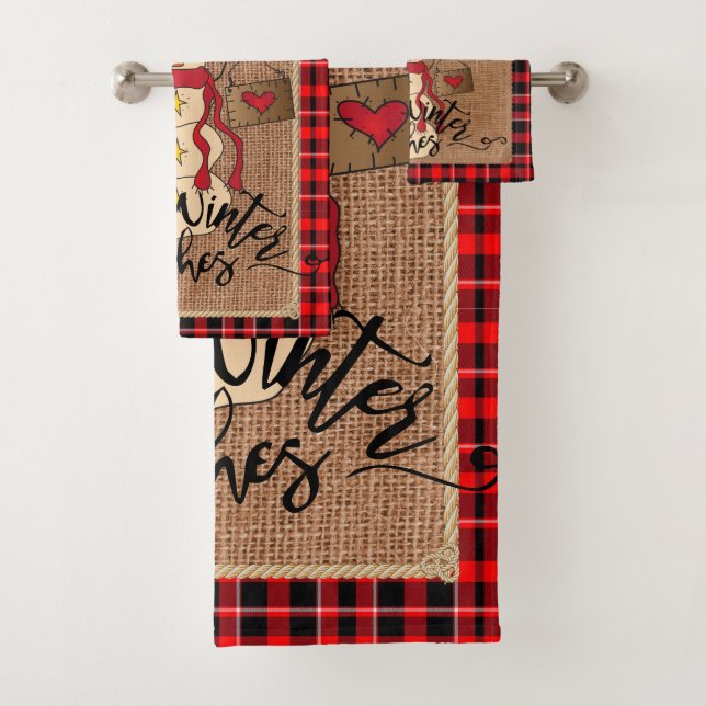 Des voeux d'hiver chauds - Snowman - Plaid rouge (En situation)