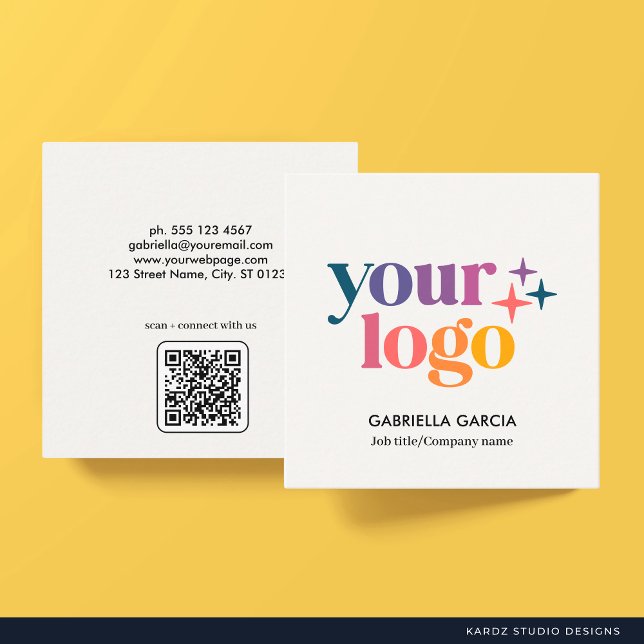 Désactiver le Carte de visite Carré du logo du cod (Card shown in 2.5 x 2.5 inches with SQUARE corners. Choose style before checkout.)