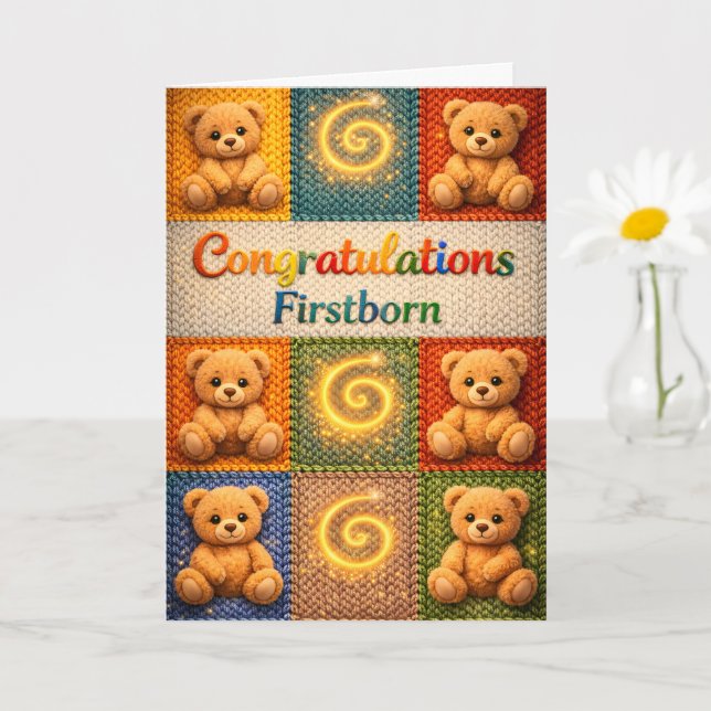 Description de la carte d'anniversaire d'ours en p (Petite plante)