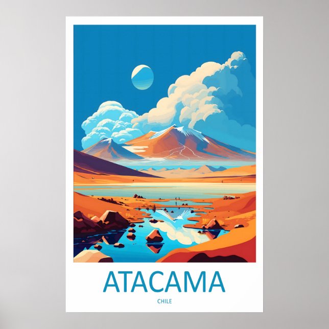 Désert d'Atacama Chili Affiche de voyage Vintage S (Devant)