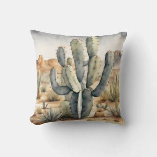Desert Dreams Cactus Aquarelle Coussin décoratif
