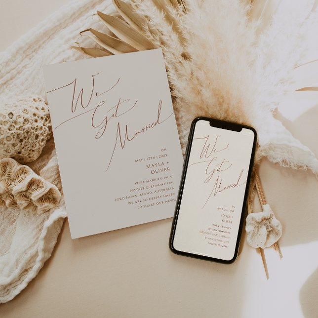 Désert fantaisiste | Faire-part de mariage beige é (Créateur téléchargé)