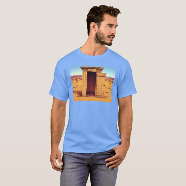 Desert Outhouse hommes bleu T-shirt (Devant entier)
