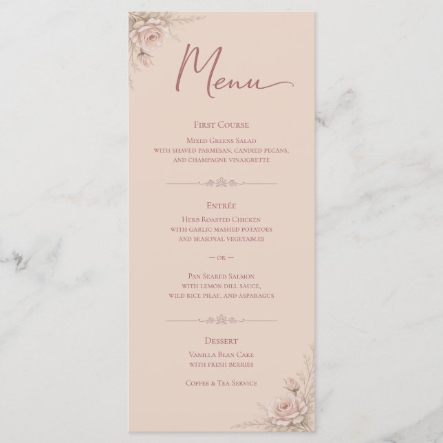 Desert Rose – Menu du mariage Dune and Bloom Flat (Devant)