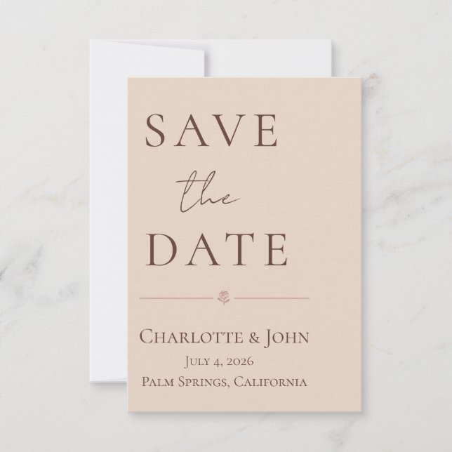 Desert Rose – Minimalist Wedding  Save the Date  (Devant)