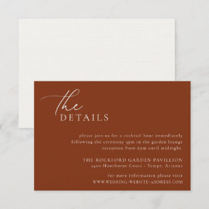 Desert Sienna Minimalist Mariage Détails Carte