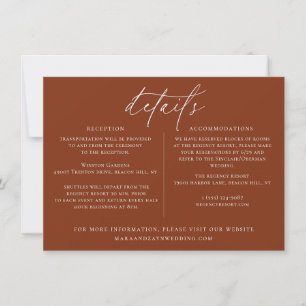 Desert Sienna Minimalist Mariage Détails Carte