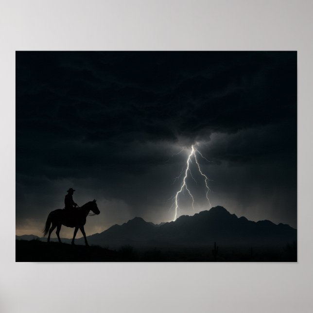 Desert Thunderstorm Poster - Lightning Strike  (Devant)