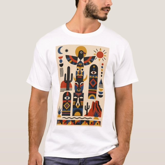 Desert Totems – Geometric Art T-Shirt (Devant)
