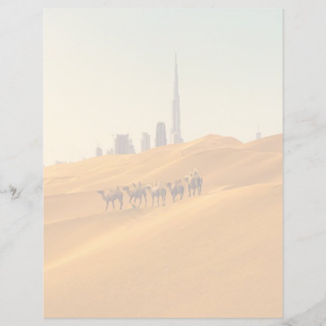 Deserts | Dubai's Skyline View with Camels (Devant)