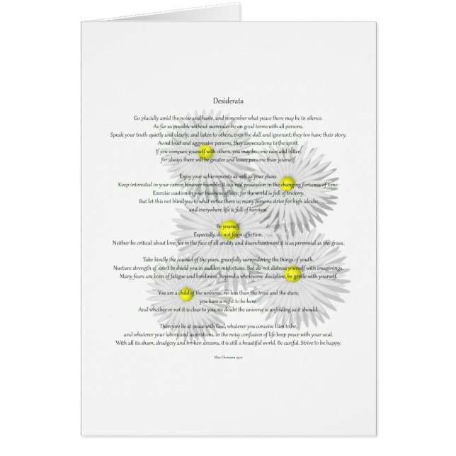 Desiderata avec des marguerites (Devant)