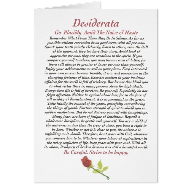 DESIDERATA Card=Rose (Devant)