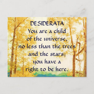 DESIDERATA Carte postale Aspect défraîchi