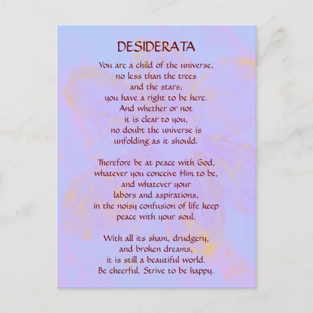DESIDERATA Changement de carte postale (Devant)