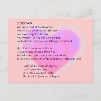 DESIDERATA Changer de carte postale Coeur