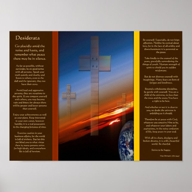 DESIDERATA Croix au-dessus des affiches de la Terr (Devant)