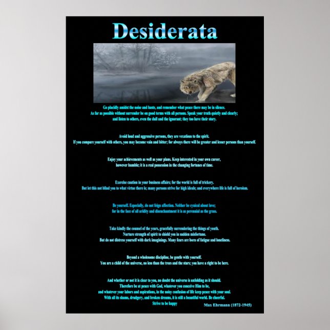 Desiderata Grey Wolves Posters Boire (Devant)