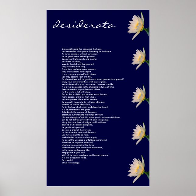 Desiderata ~ Impression de toile (Devant)