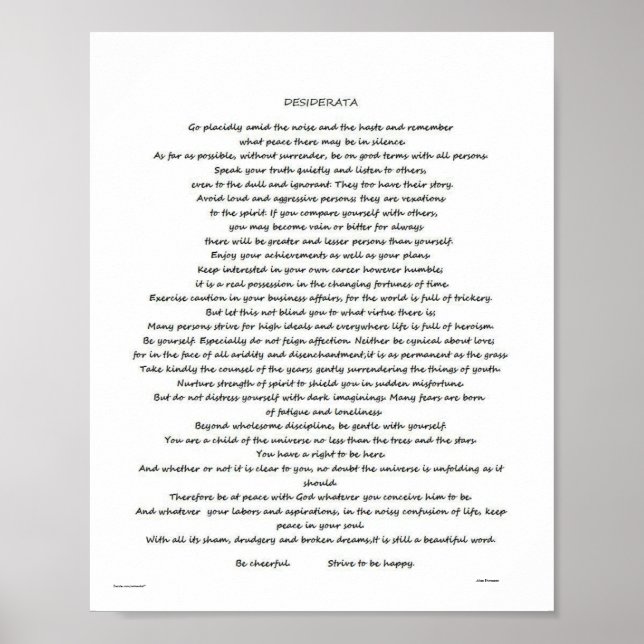 DESIDERATA MAX EHRMANN POSTER (Devant)