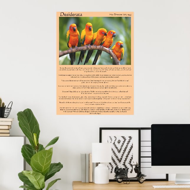 Desiderata orange and green canary Posters (Bureau à domicile)