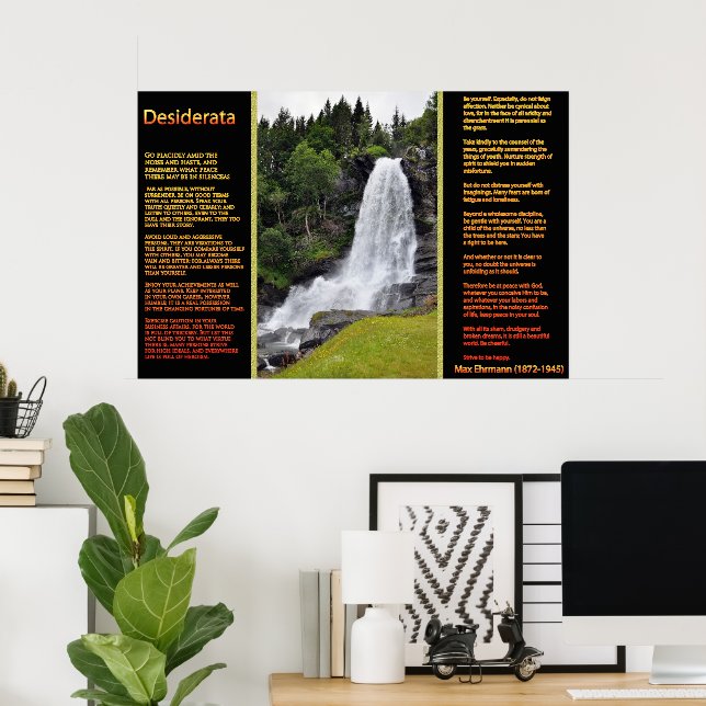 DESIDERATA Orange Waterfalls Posters 13 (Bureau à domicile)
