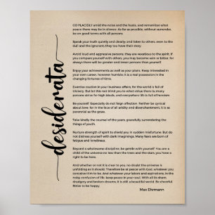 Desiderata Poem by Max Ehrmann Vintage Poster