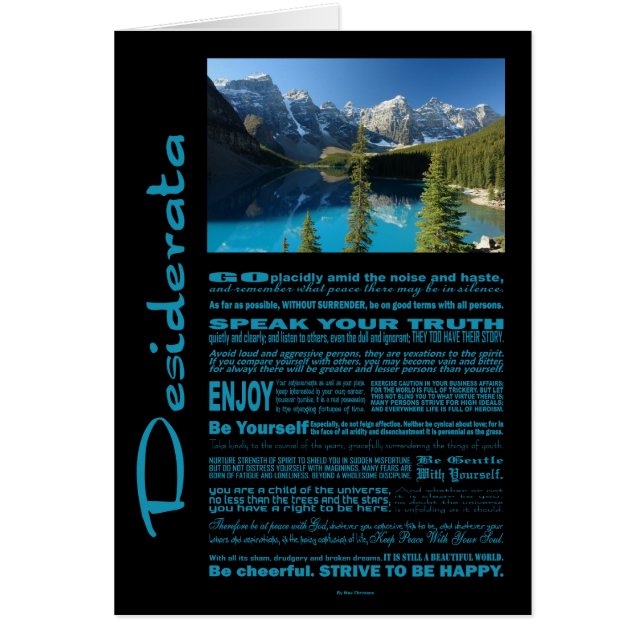 Desiderata Poem Moraine Lac (Devant)