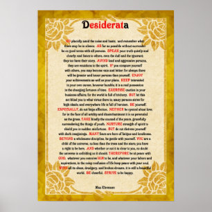 Desiderata Poem On Vintage Paper Poster
