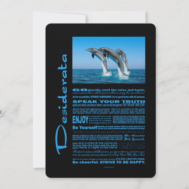 Desiderata Poem Up Dolphin Up (Devant)