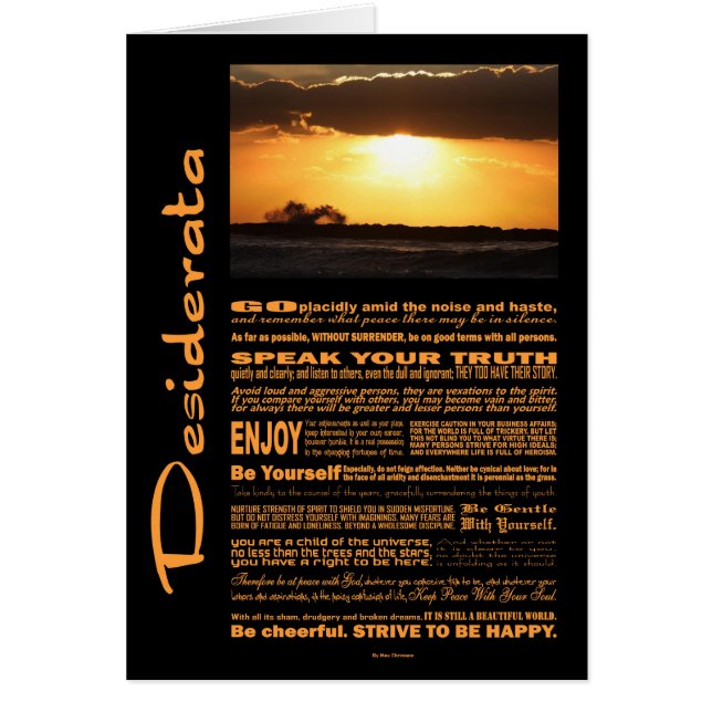 Desiderata Poem Waves Au Coucher Du Soleil (Devant)