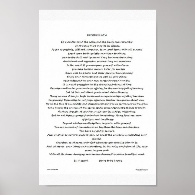 DESIDERATA POSTER (Devant)