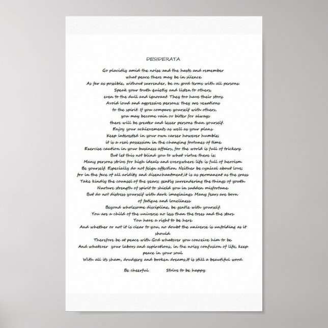 DESIDERATA POSTER (Devant)