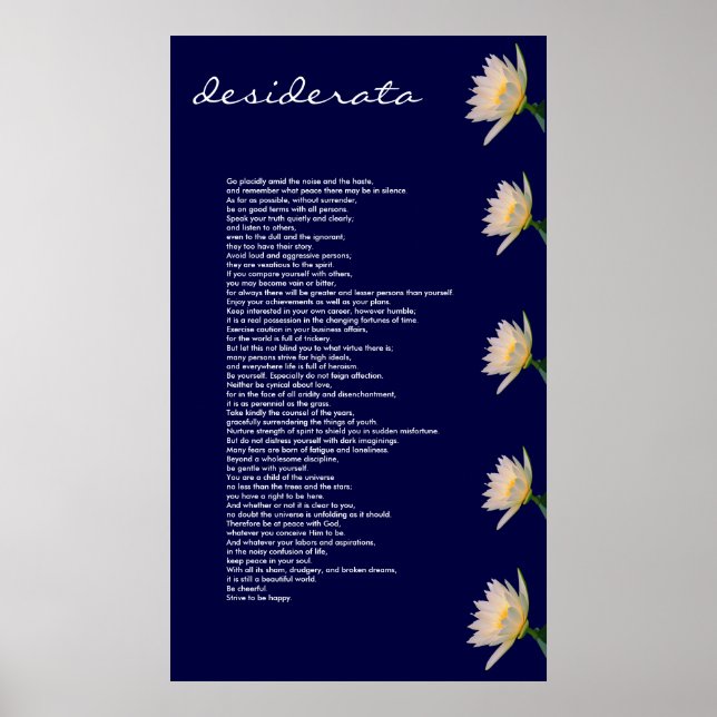 Desiderata ~ Poster (Devant)
