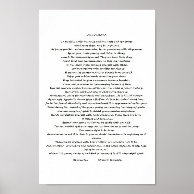 DESIDERATA POSTER (Devant)