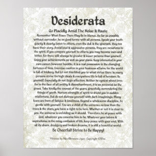 DESIDERATA Poster Max Ehrmann Calligraphie médiéva
