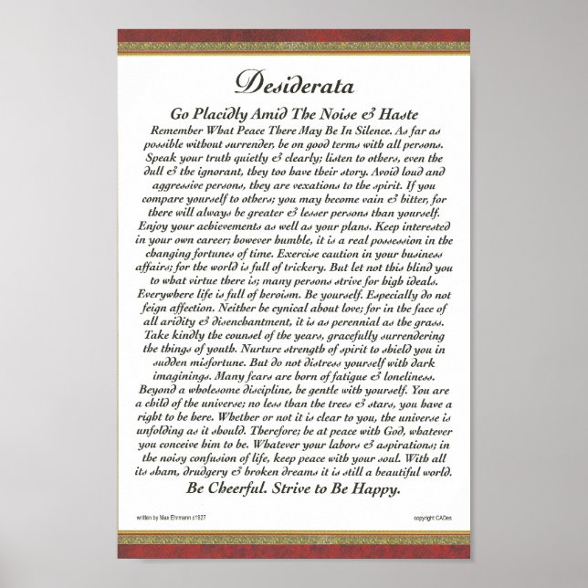 DESIDERATA Poster Max Ehrmann-Formal Trim (Devant)
