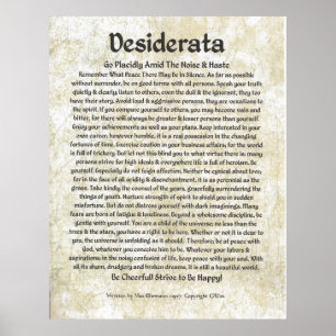 DESIDERATA Poster par Max Ehrmann DE NOMBREUSES TA
