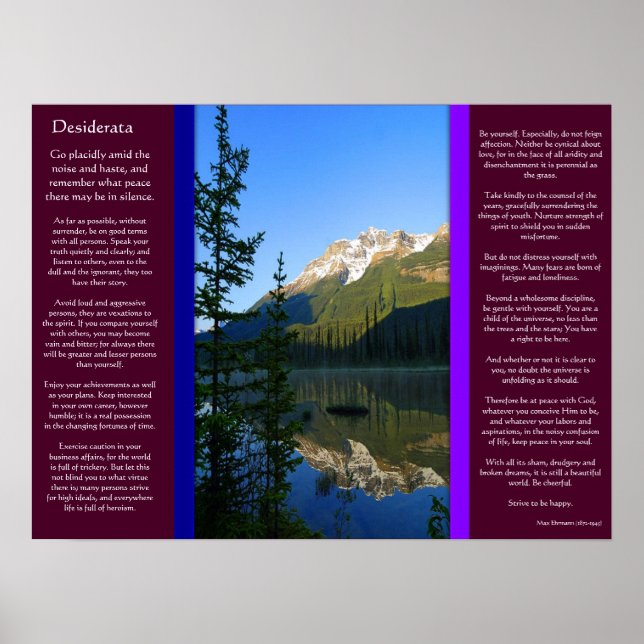 DESIDERATA Posters de montagne de pic de neige (Devant)