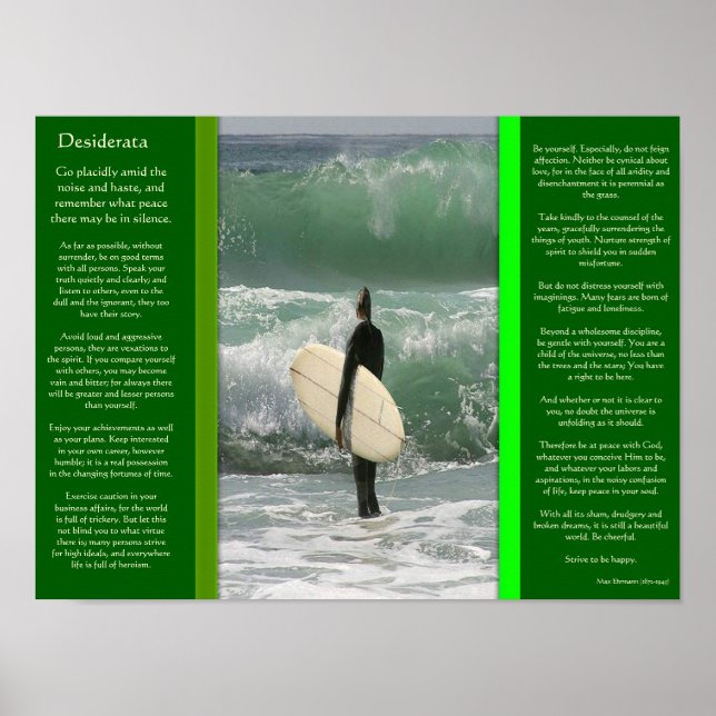 DESIDERATA Surfer Les Affiches De La Vague (Devant)