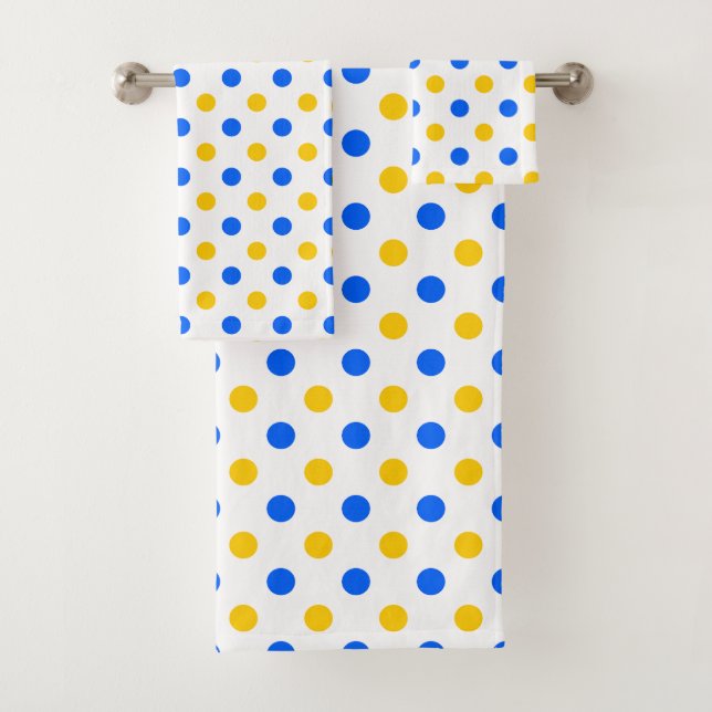 Design à pois jaunes et bleus blancs  (En situation)