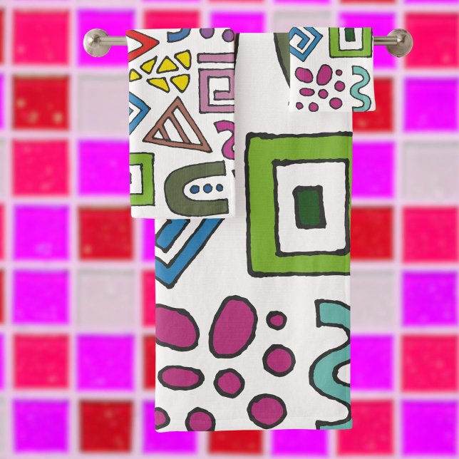 Design abstrait motif géométrique moderne (Bright Abstract Towel set)