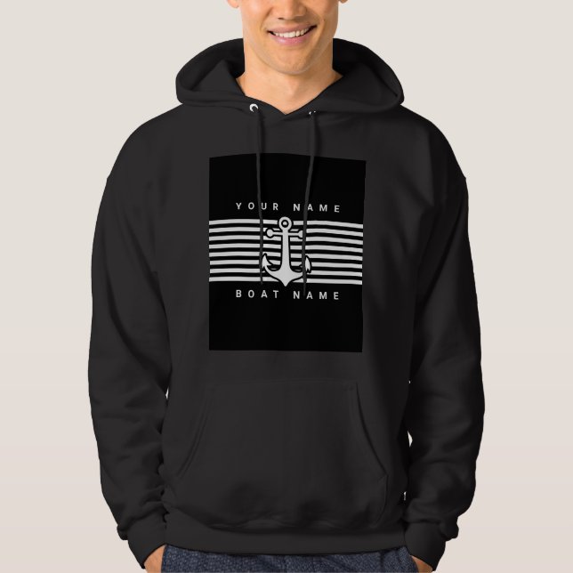 Design Ancre nautique Sweat - shirt à capuche noir (Devant)