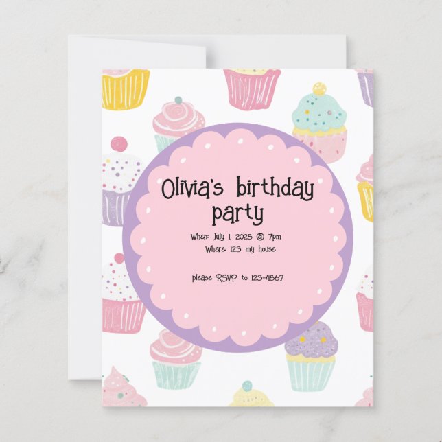 design anniversaire de enfant personnalisé cupcake (Devant)