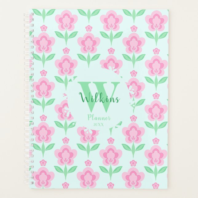 Design Art Décor Boho Rose Vert Floral Fleur (Devant)