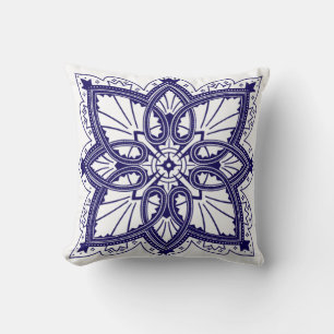 Design bleu et blanc vintage - Coussin