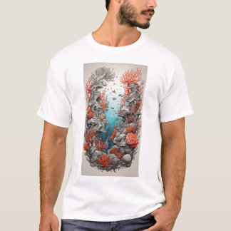 Design bleu profond : collection de T-shirts à thè
