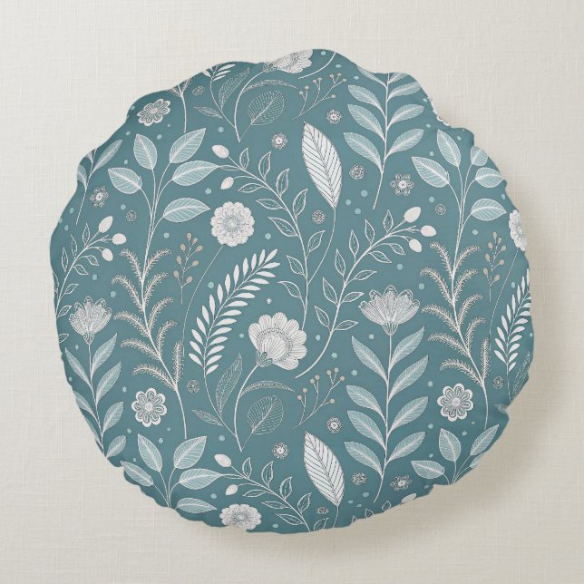 Design chic en fleurs Coussin décoratif rond (Dos)