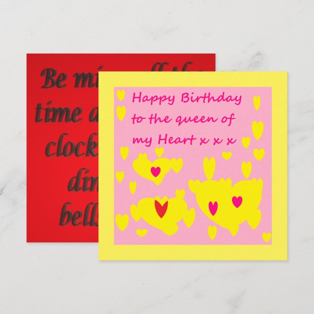 Design d'anniversaire rose et jaune avec message s (Devant / Derrière)